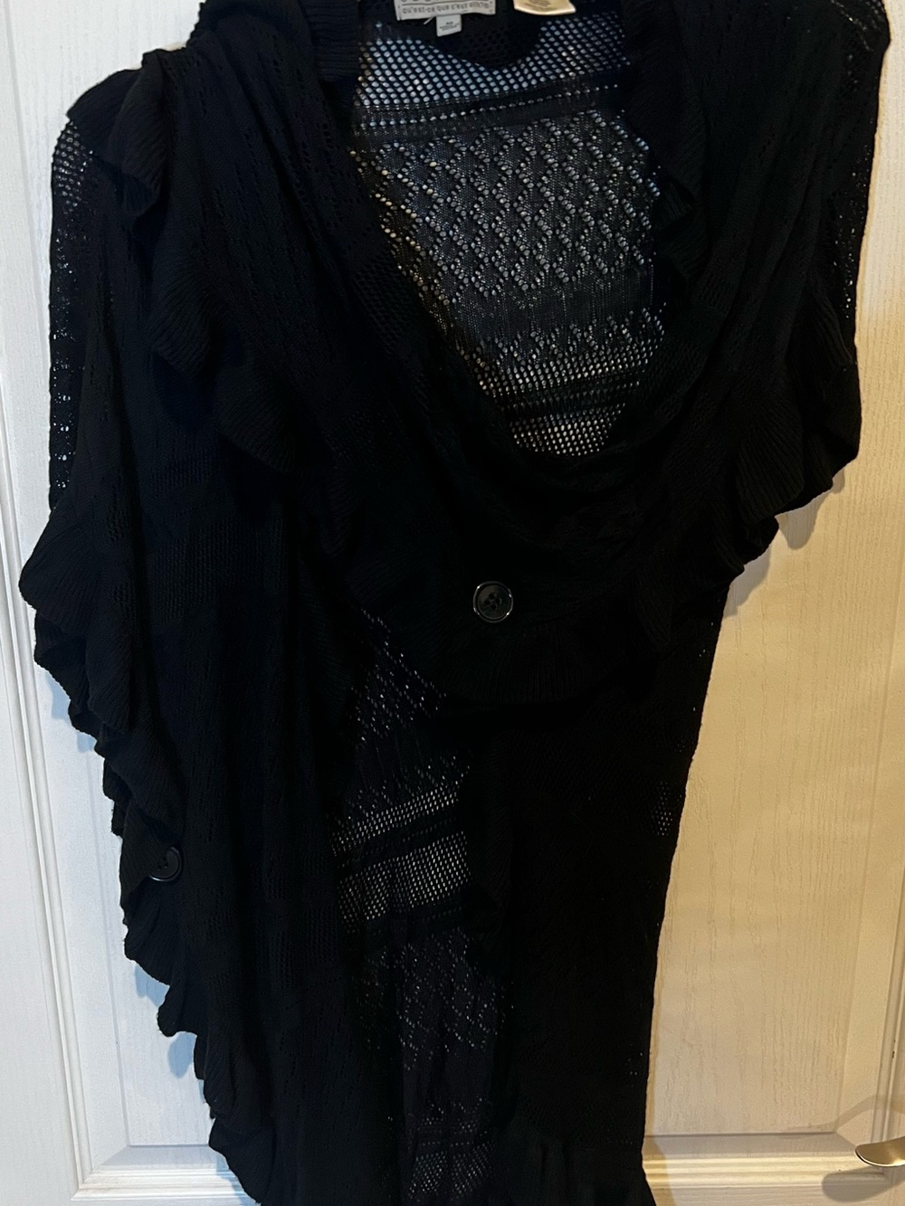 Joseph Black Open-Knit Ruffled Shrug - Picture 2 of 4